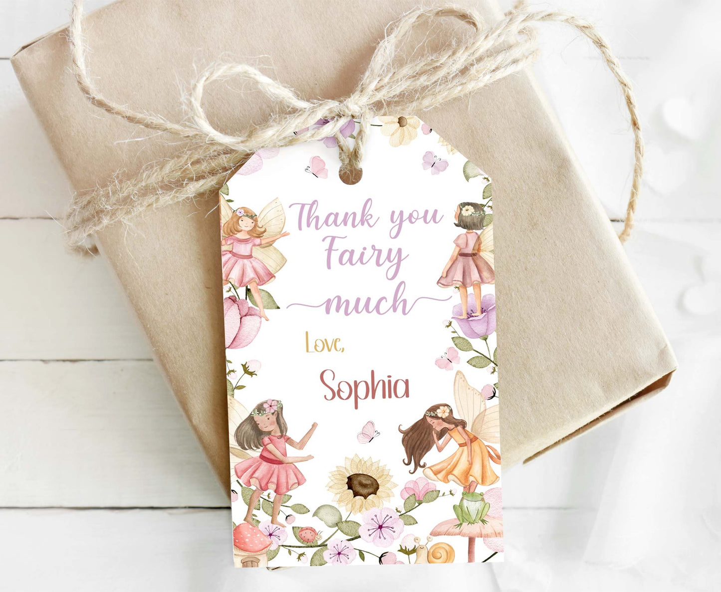 Editable Fairy Thank You Tags | Fairy Garden Party Favor Tags - 10A