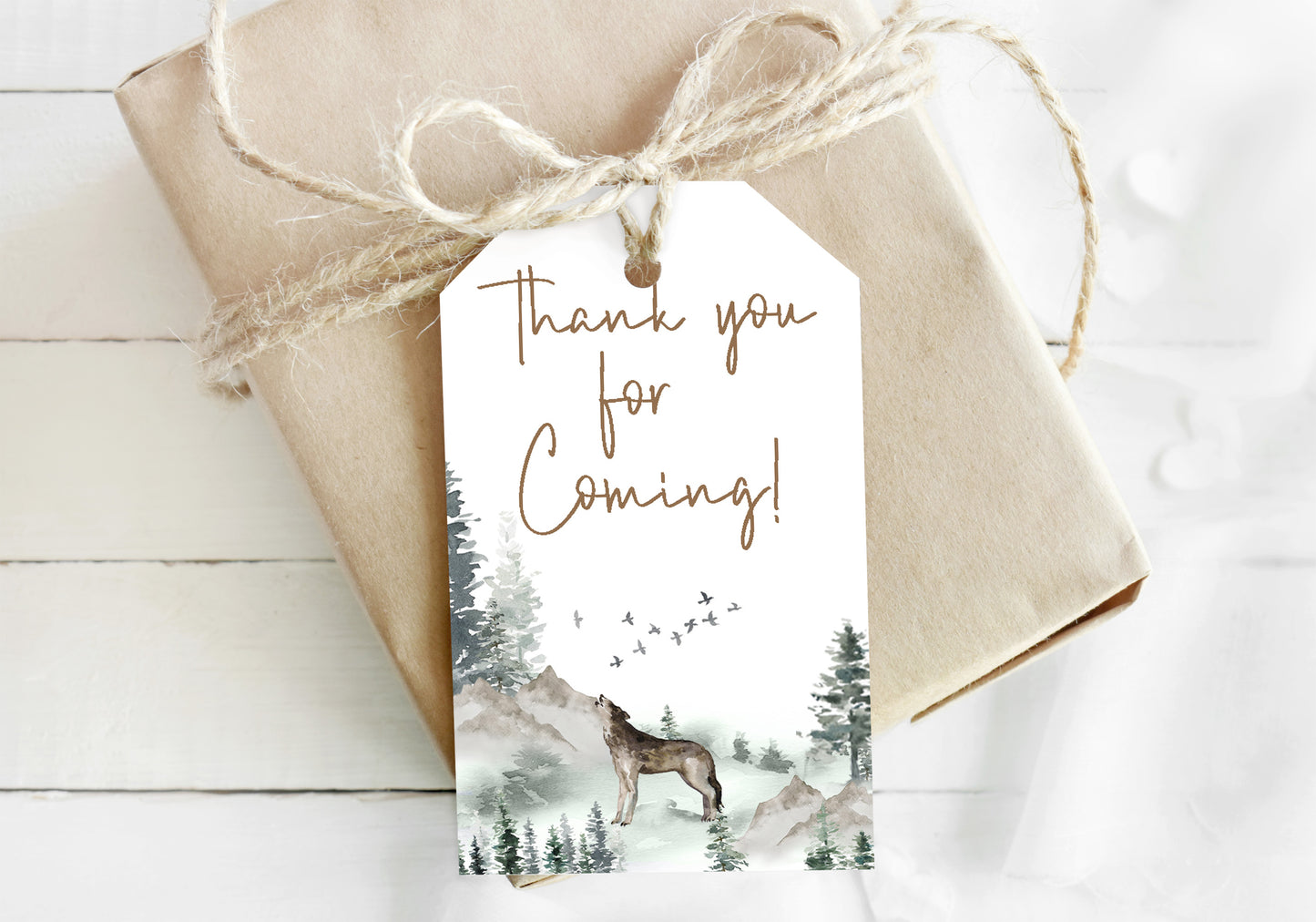 Wolf Thank You Tags | Woodland Party Favor Tags - 47H