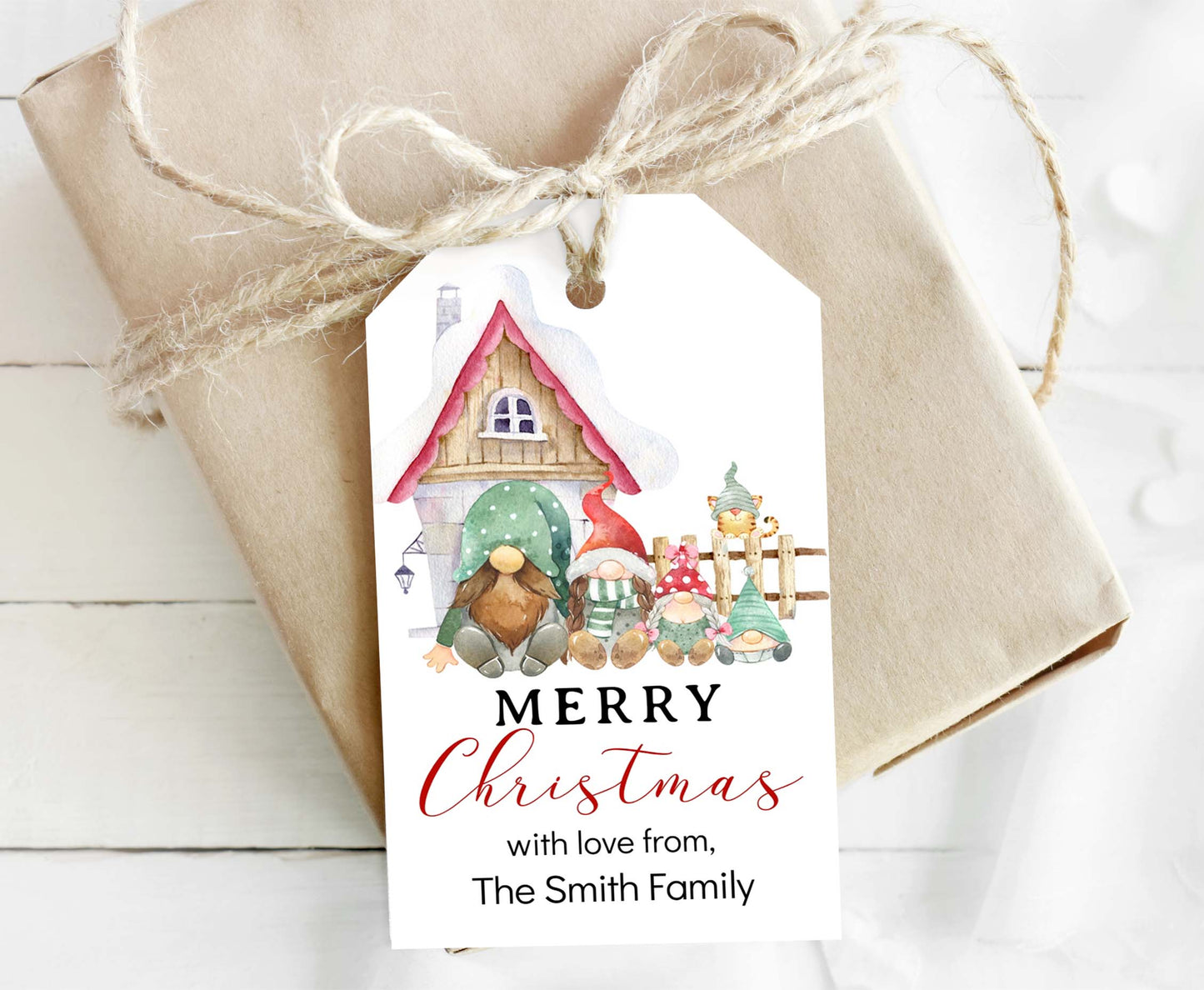 Christmas Gnome Tags | Editable Christmas Gift Tag - 112