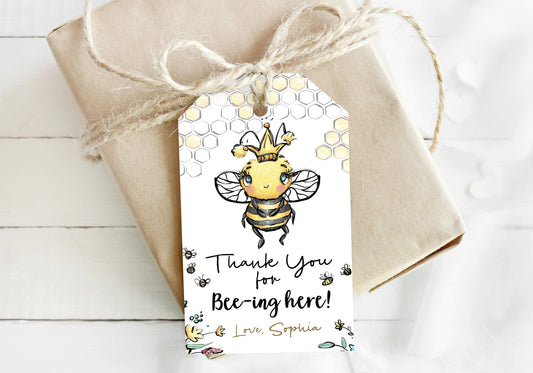Editable Thank You for Bee-ing here Tags | Bee Themed Party Favor Tags - 61A