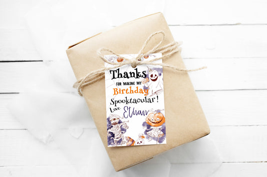 Editable Halloween Birthday Thank You Tags | Halloween Themed Party Favor Tags - 31A