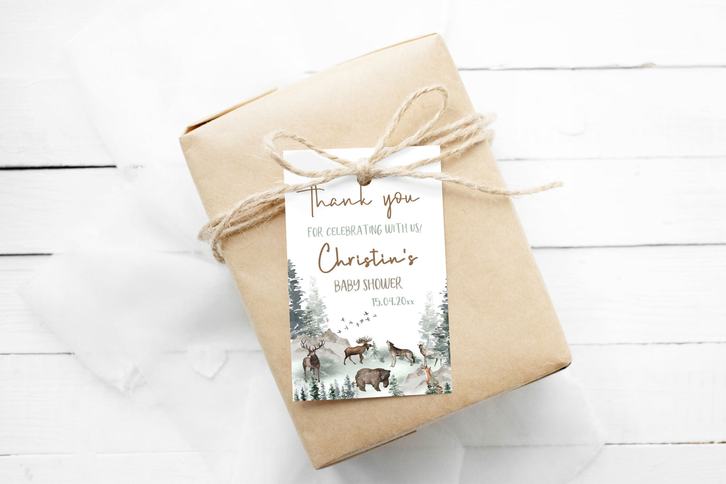 Woodland Thank you Tags | Woodland Baby Shower Favors Tags - 47H