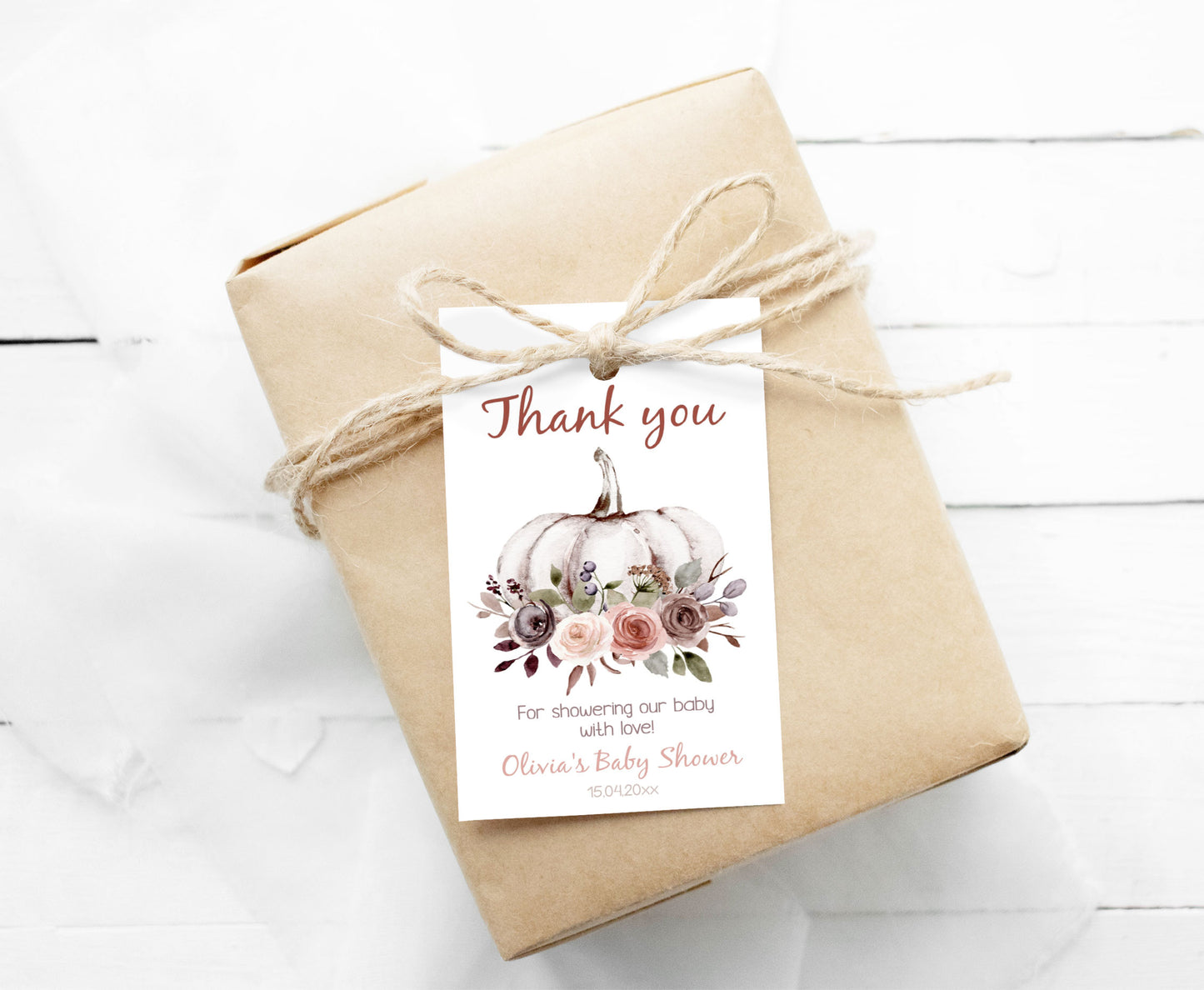 Fall Thank You Tags | Editable Pumpkin Baby Shower Decorations - 30I