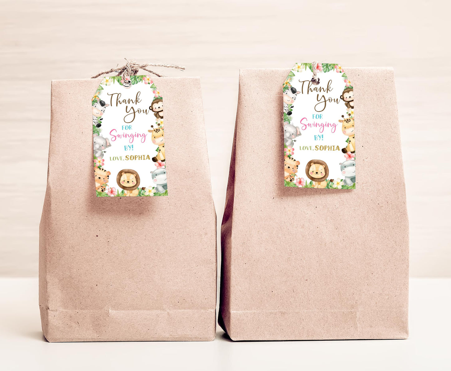 Girl Safari Thank you Tags | Jungle Birthday Party Printable - 35E