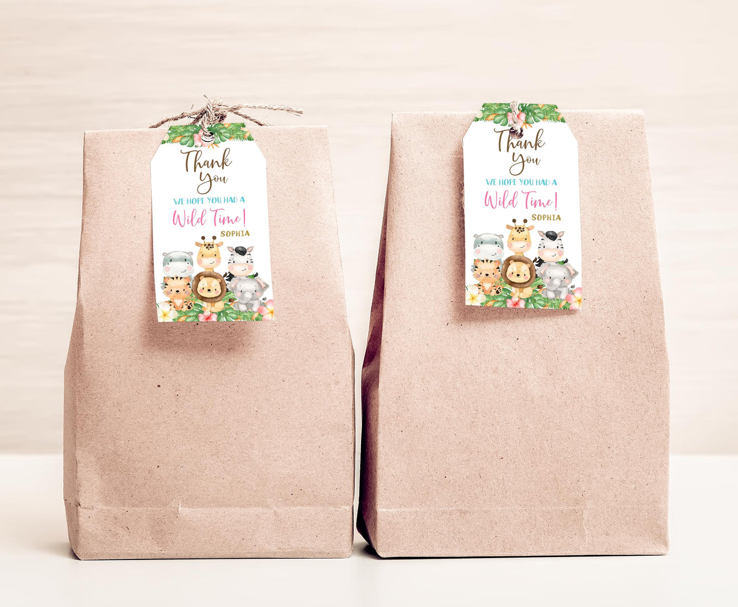 Editable Girl Safari Favor Tags | Jungle Birthday Party Printables - 35E
