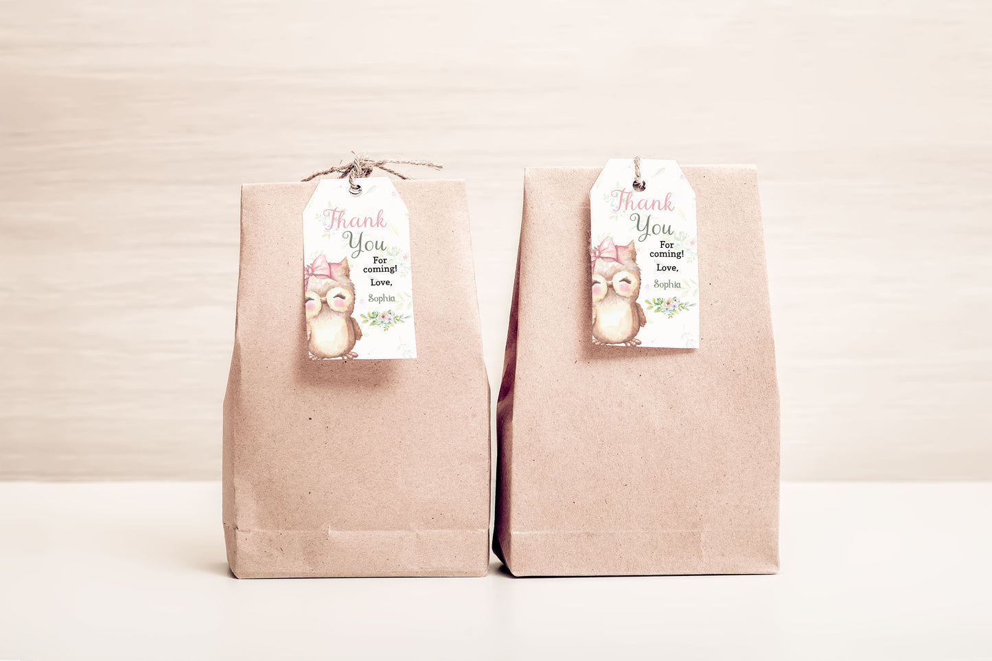 Owl Thank You Tags | Editable Girl Birthday Favor Tags - 78A