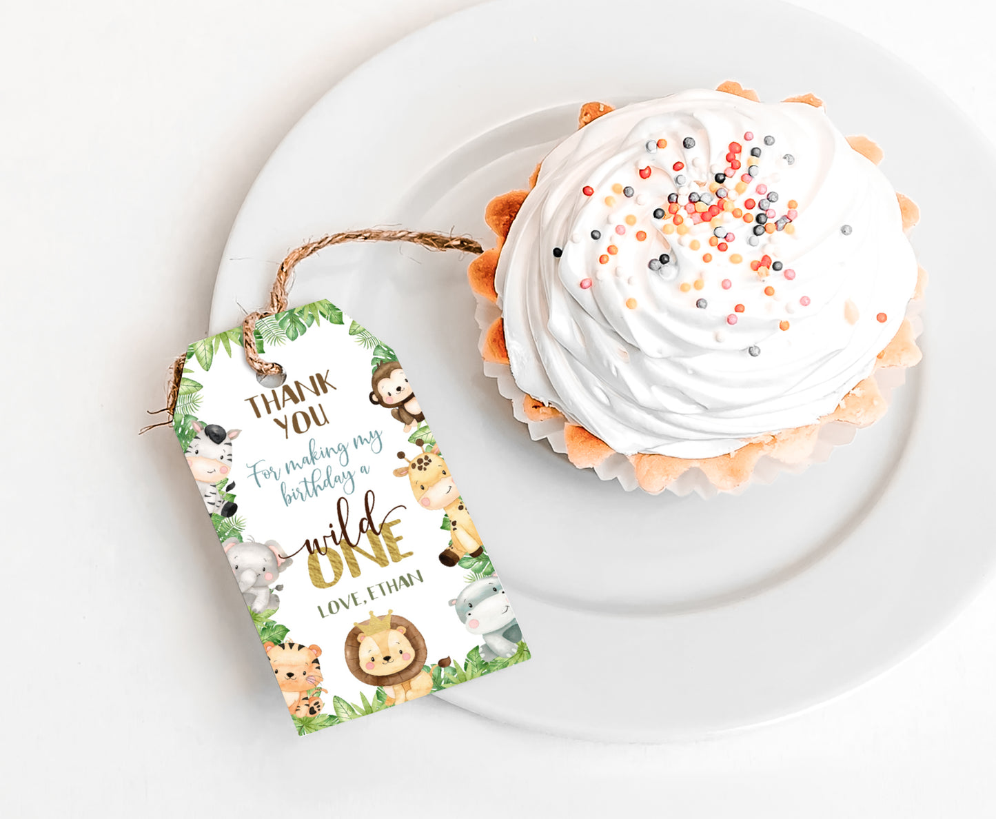 Safari 1st Birthday Thank You Tags | Editable Jungle birthday party tags - 35E