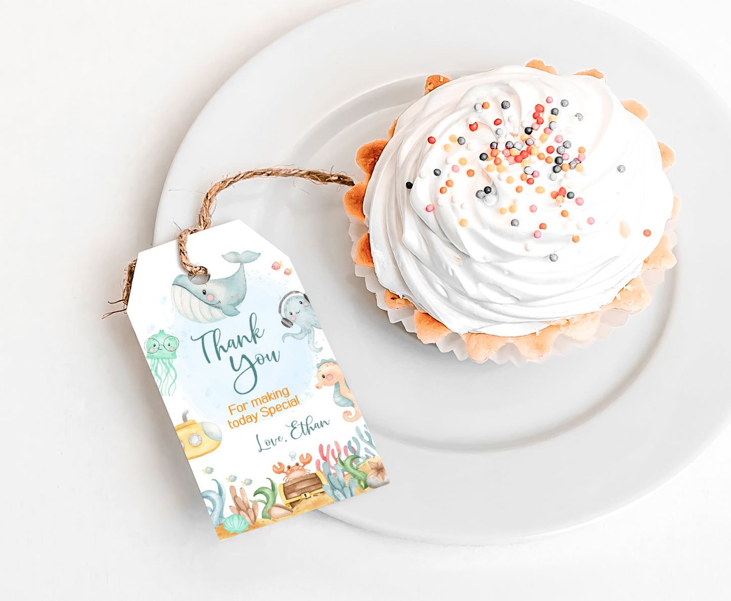 Under the Sea Thank You Tags | Editable Sea Birthday Party Favor Tags- 44A
