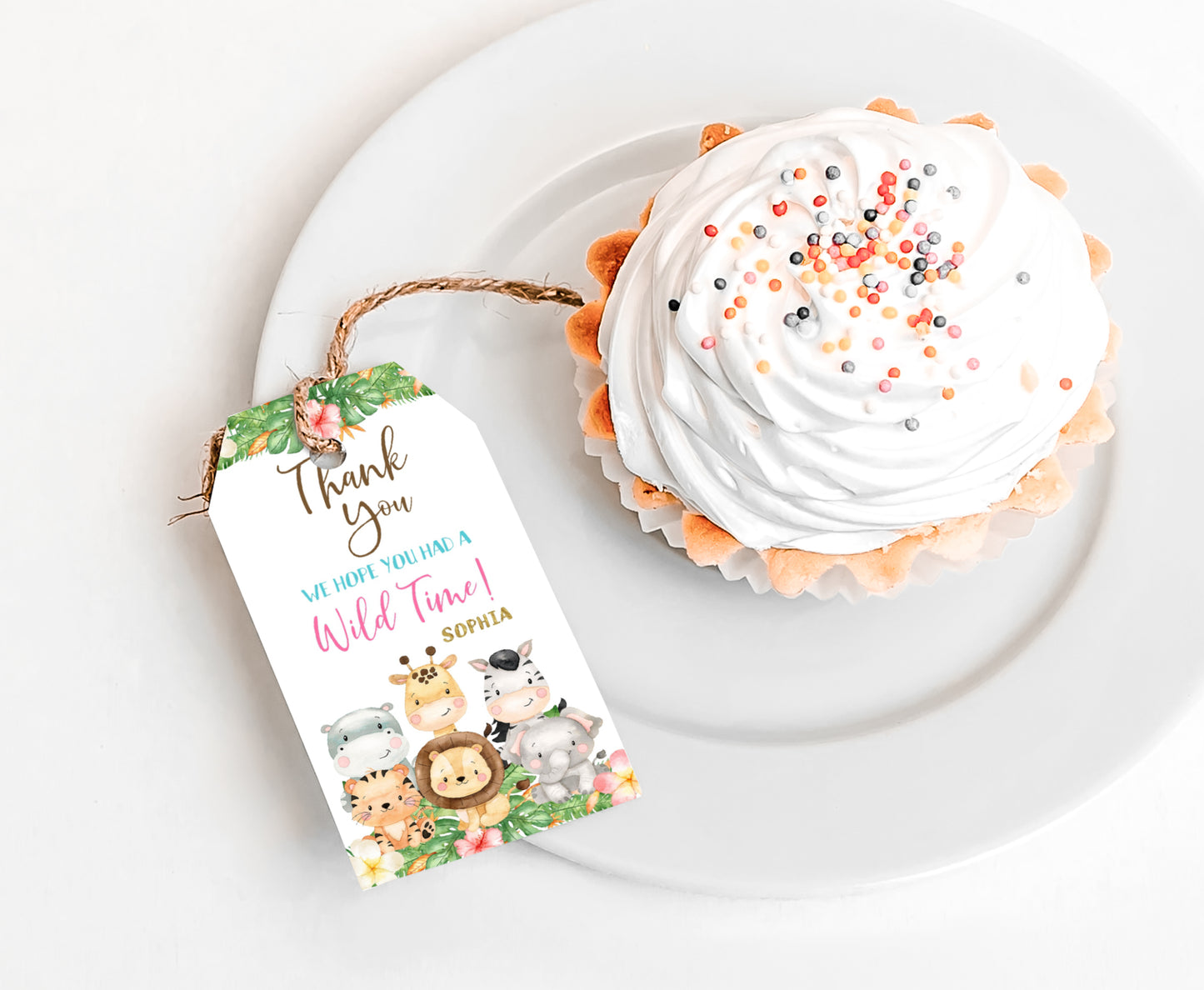 Editable Girl Safari Favor Tags | Jungle Birthday Party Printables - 35E