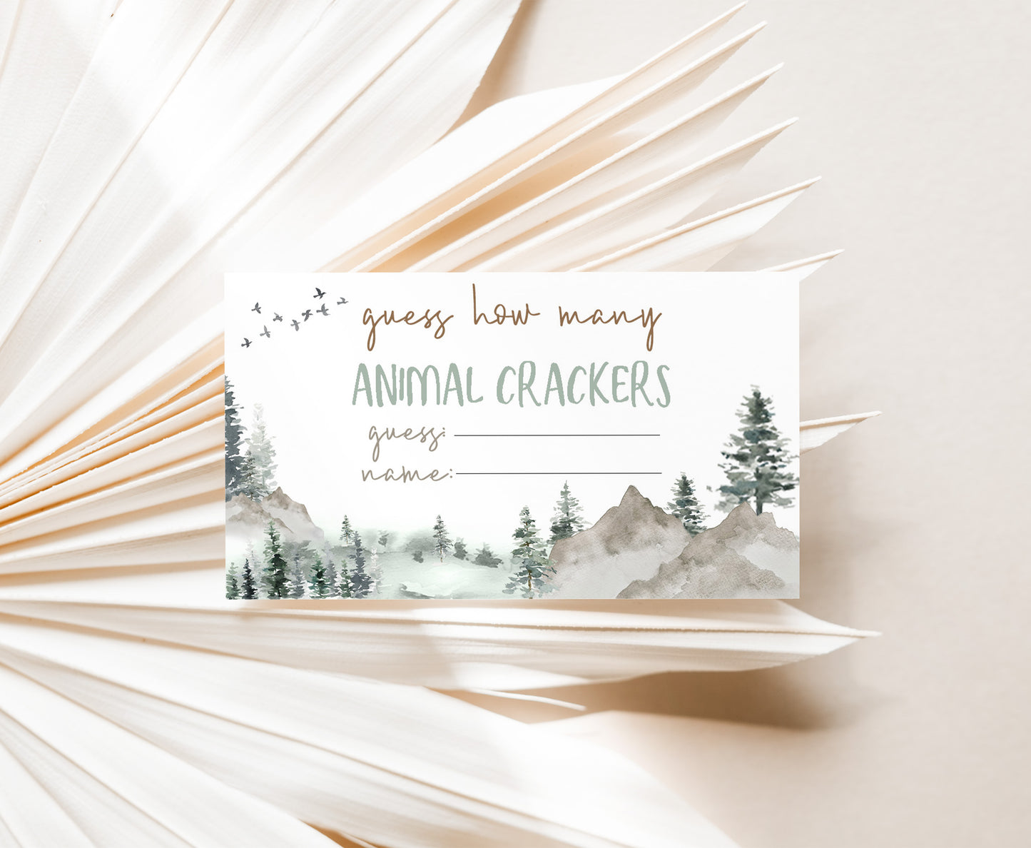 Guess How Many Animal Crackers Sign and Cards | Woodland Baby Shower Game - 47H