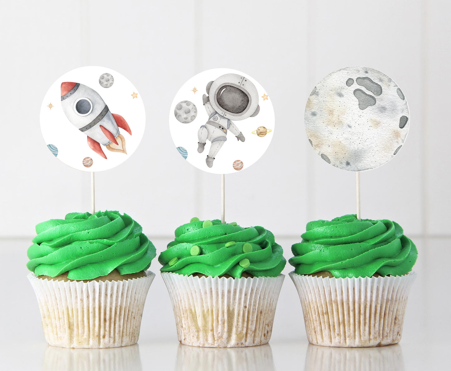 Astronaut Cupcake Toppers | Outer Space Themed Cupcake Picks - 39C