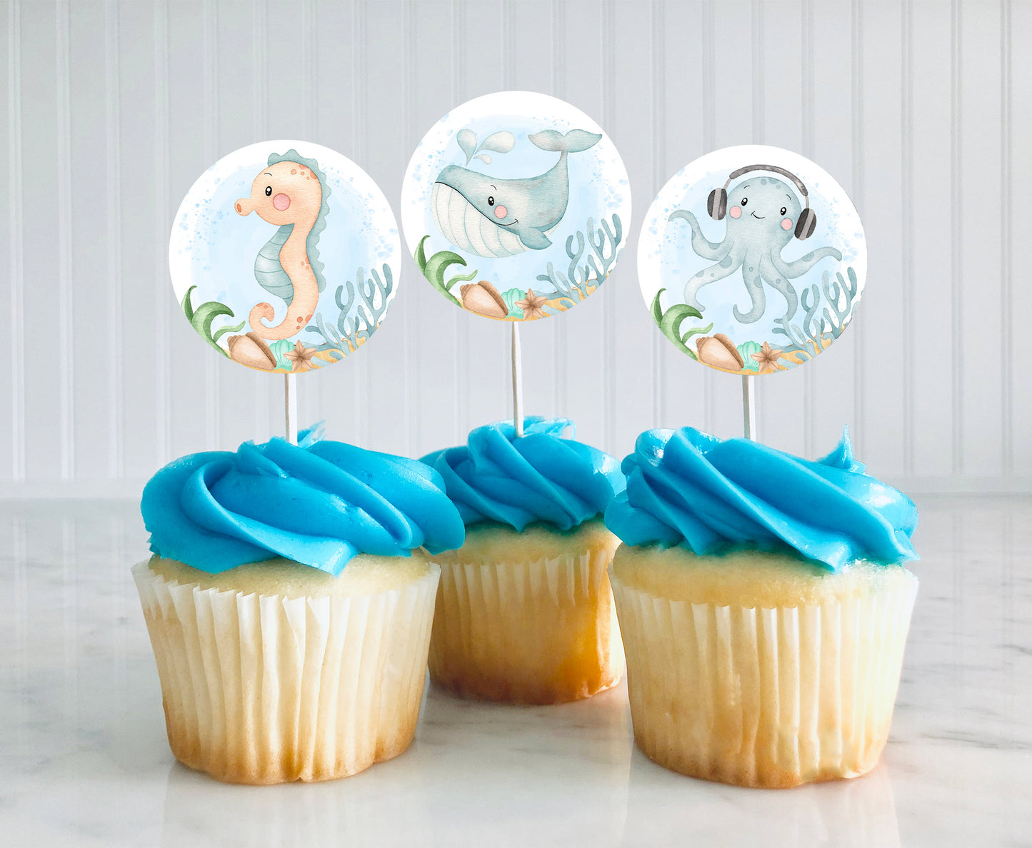 Under the Sea Cupcake Toppers | Ocean Themed Party Decorations - 44A