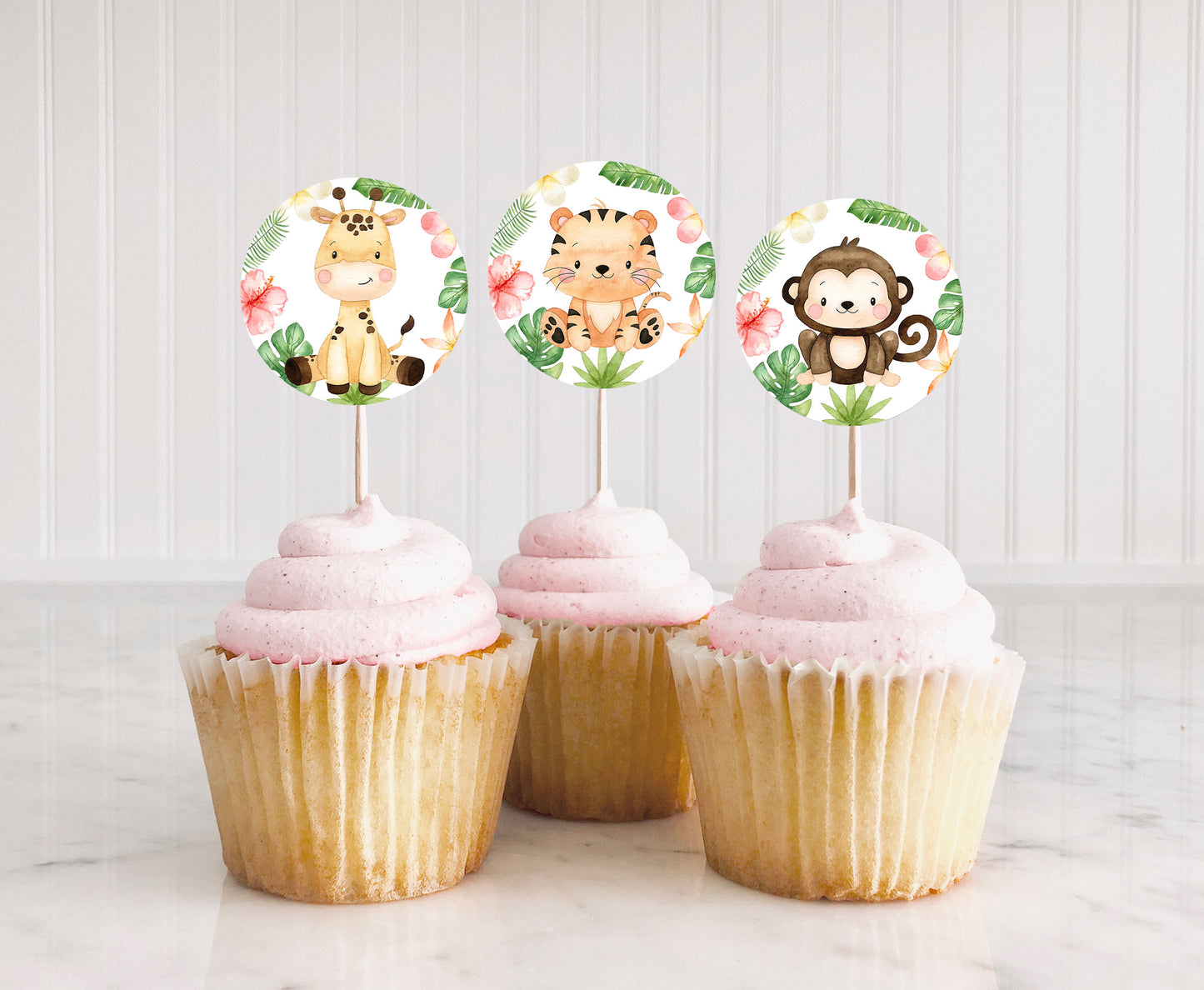 Girl Safari Cupcake Toppers | Jungle Themed Party Decorations - 35E