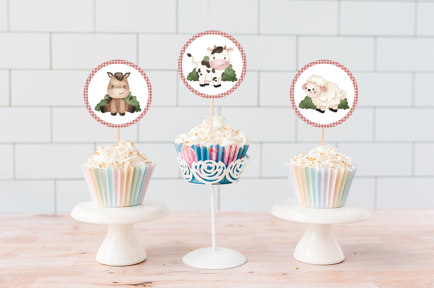 Farm Cupcake Toppers | Barnyard Themed Party Cupcake Picks - 11A