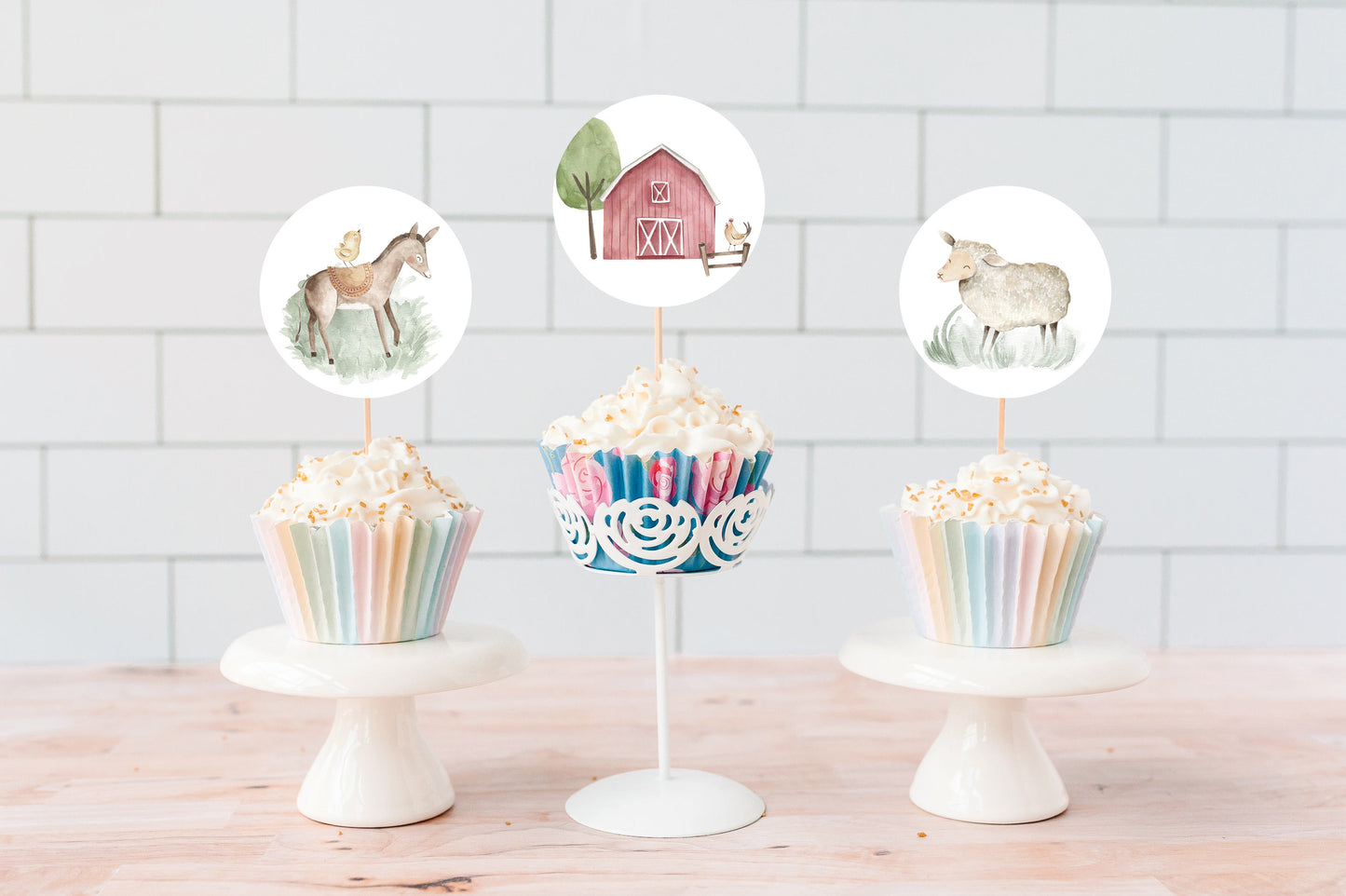 Farm Cupcake Toppers | Barnyard Themed Party Cupcake Picks - 11B