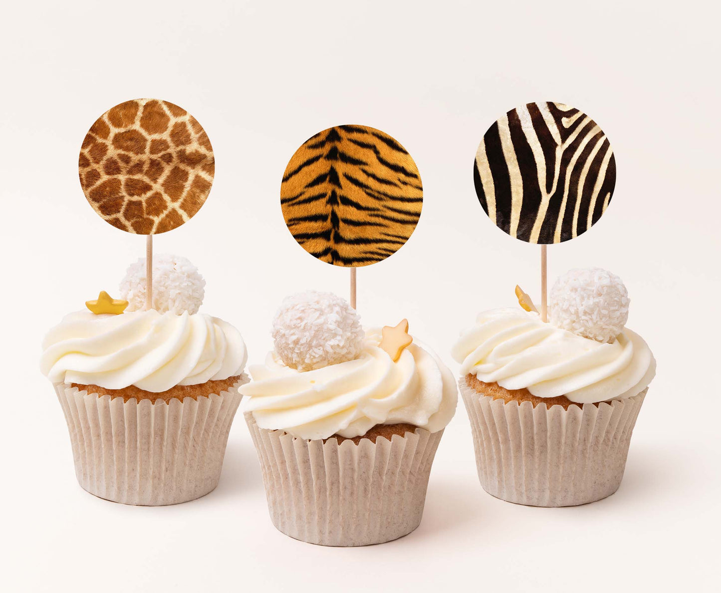 Animal skin Cupcake Toppers | Safari Themed Birthday Cupcake Picks - 35H