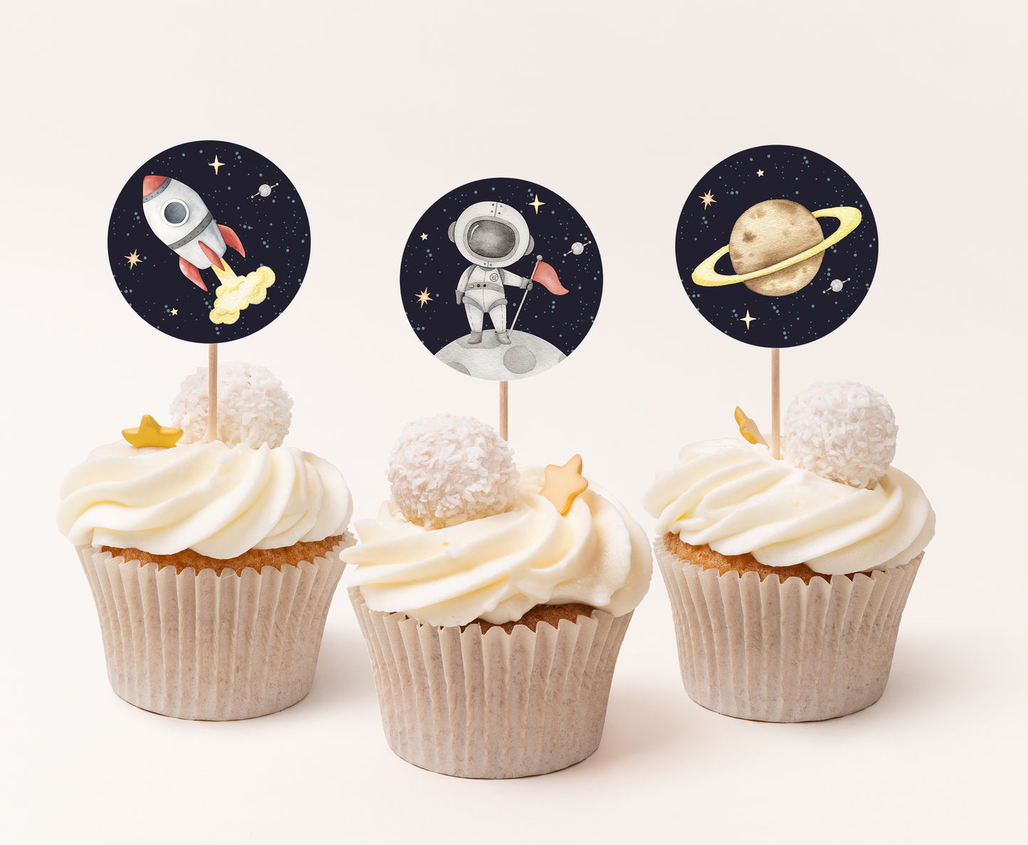 Space Cupcake Toppers | Astronaut Themed Birthday Cupcake Picks - 39C