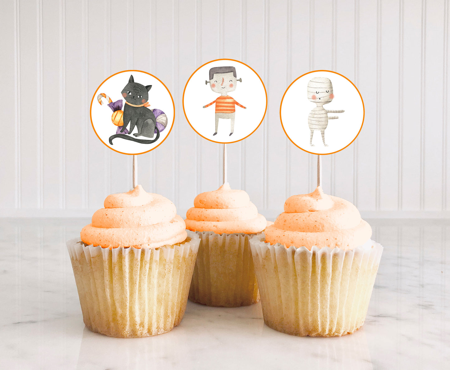 Girl Ghost Cupcake Toppers | Halloween Themed Birthday Cupcake Picks - 115L