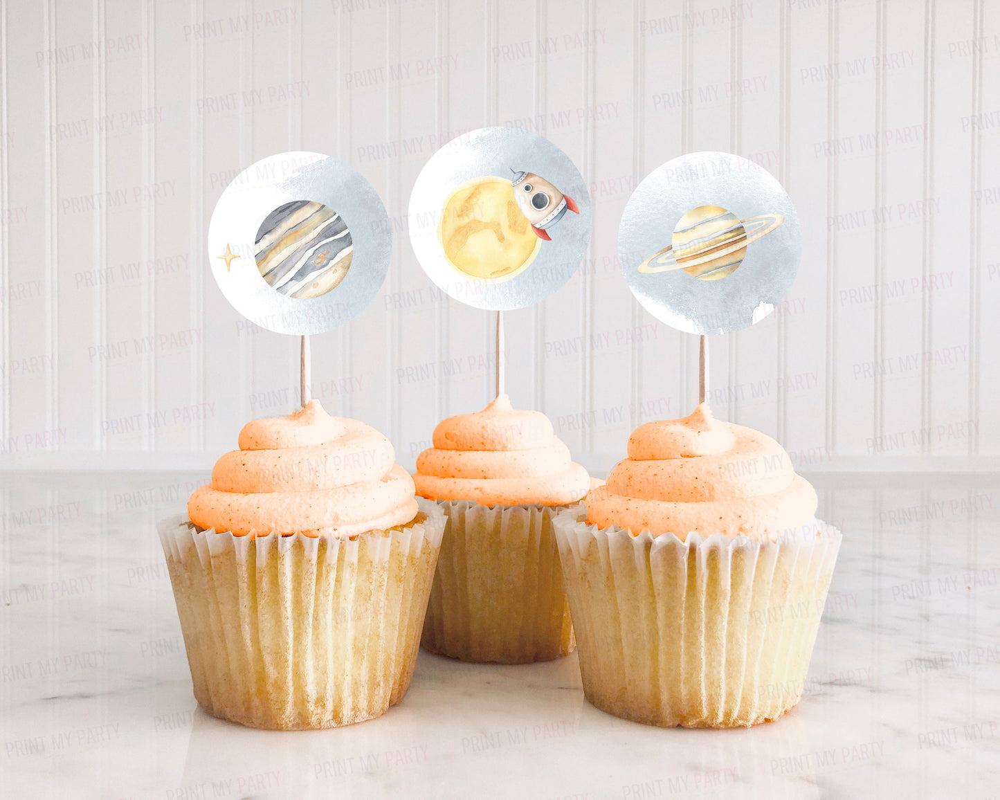 Outer Space Cupcake Toppers | Astronaut Themed Party Cupcake Picks - 39B