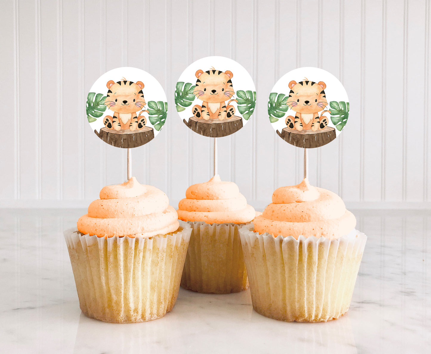 Tiger Cupcake Toppers | Safari Themed Party Decorations - 35E