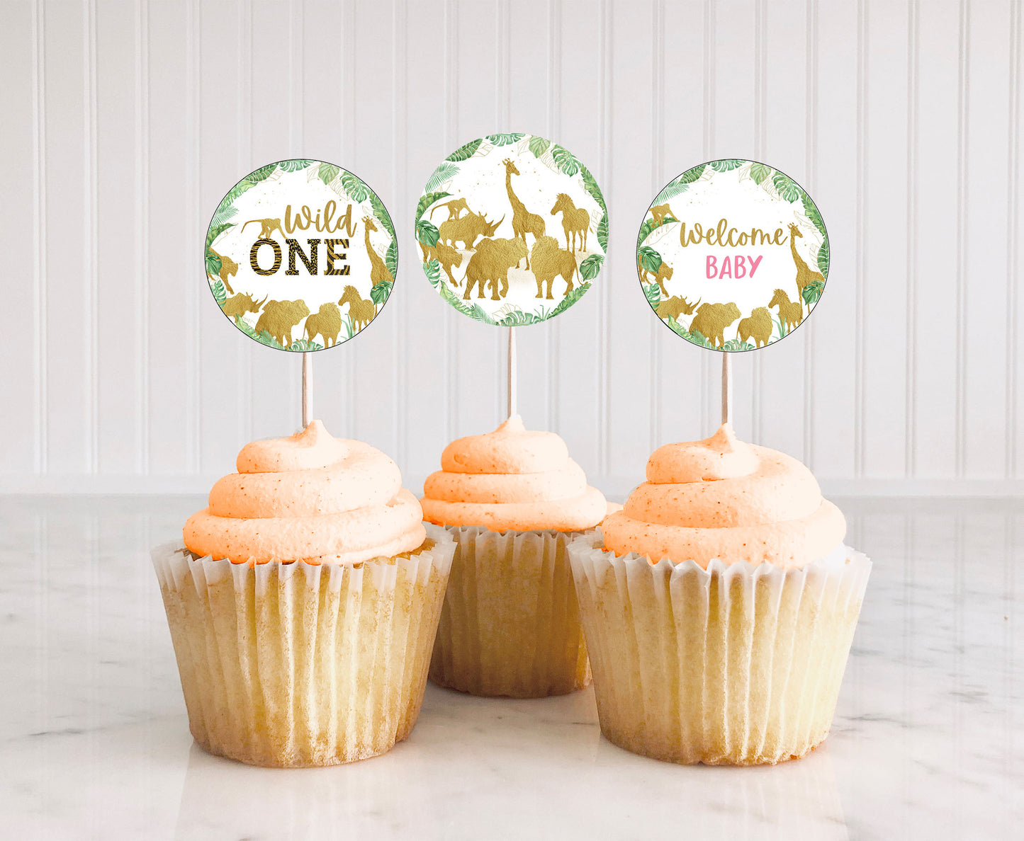 Safari Wild One Cupcake Toppers | Jungle Themed Birthday Cupcake Picks - 35K