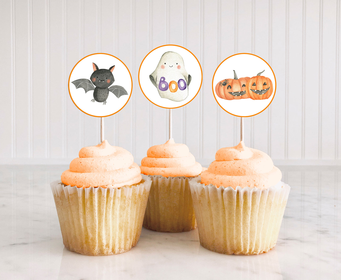 Ghost Cupcake Toppers | Halloween Themed Birthday Cupcake Picks - 115L