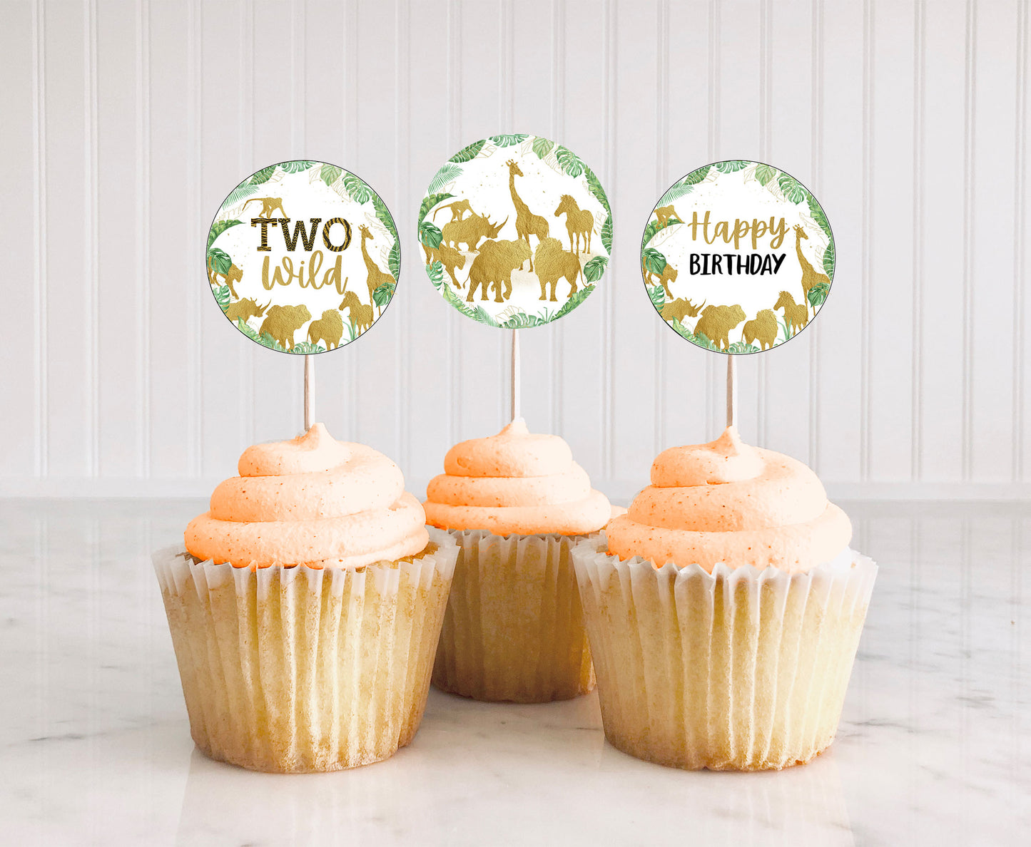 Safari Two wild Cupcake Toppers | Jungle Themed Birthday Cupcake Picks - 35K