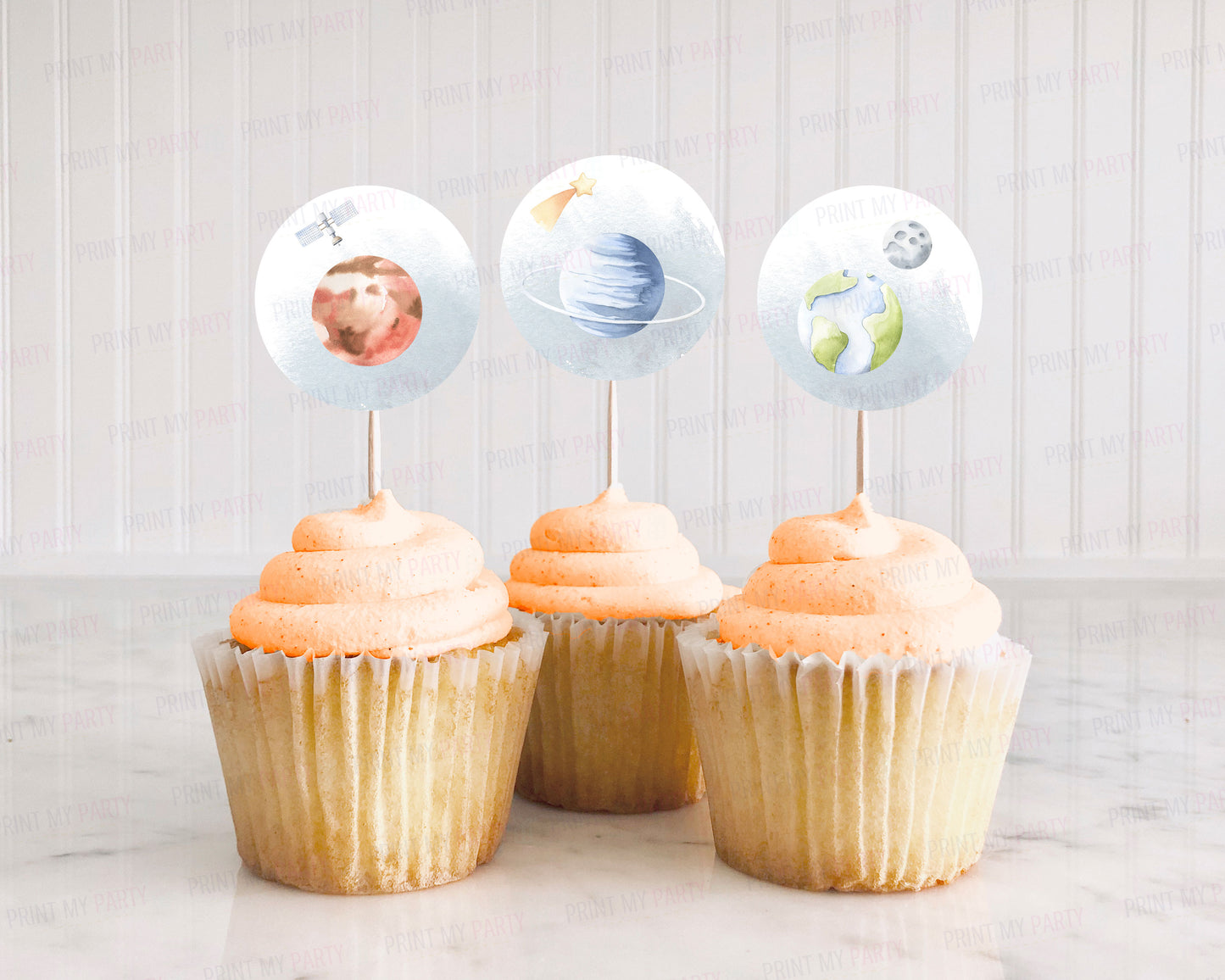 Outer Space Cupcake Toppers | Astronaut Themed Party Cupcake Picks - 39B