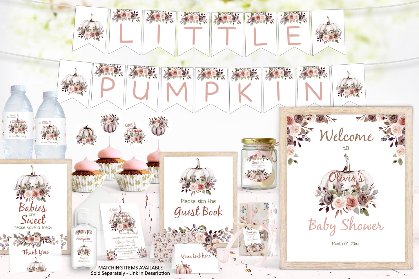 Fall Food Sign | Pumpkin Themed Party Table Decorations - 30I