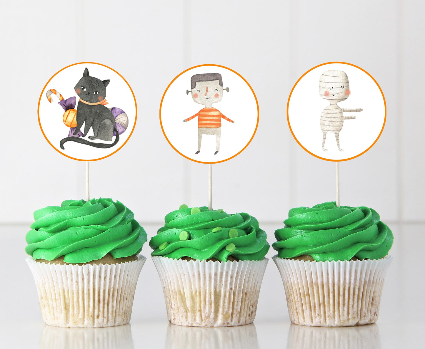 Ghost Cupcake Toppers | Halloween Themed Birthday Cupcake Picks - 115L