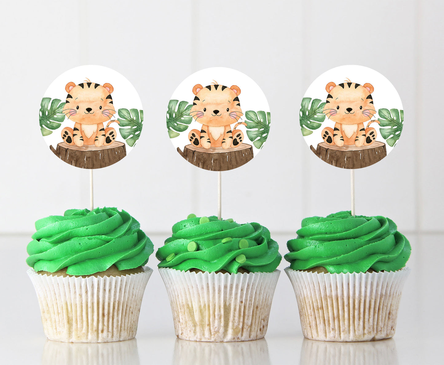 Tiger Cupcake Toppers | Safari Themed Party Decorations - 35E