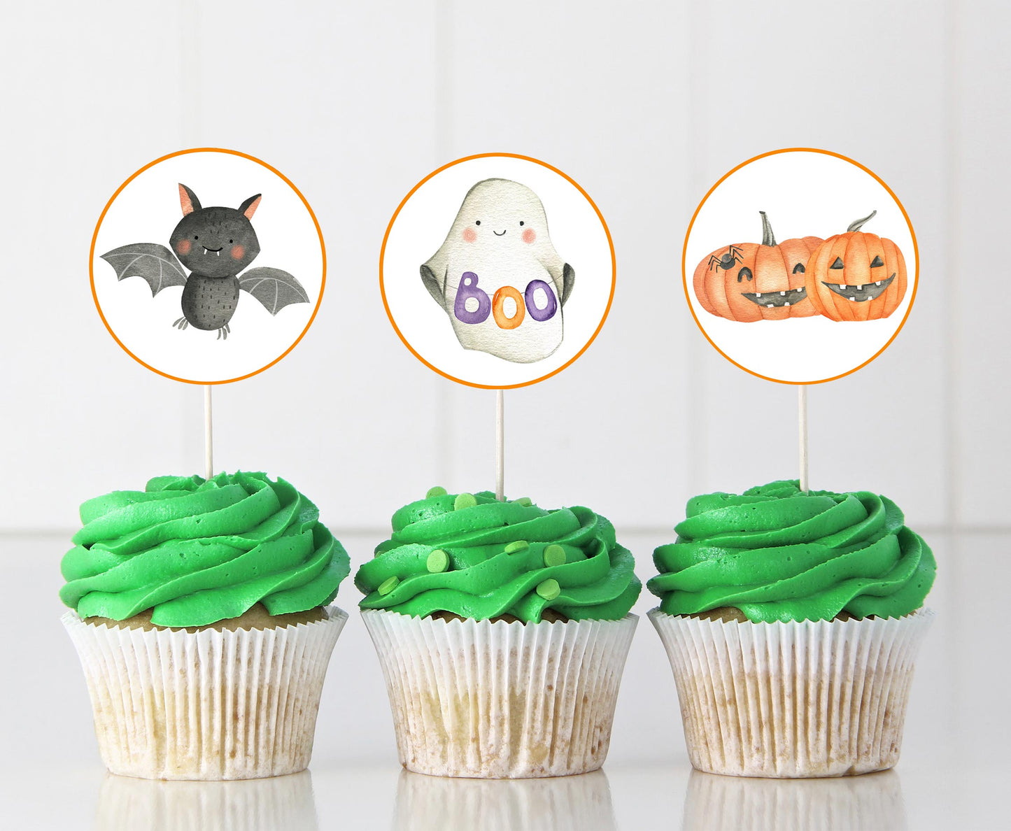 Ghost Cupcake Toppers | Halloween Themed Birthday Cupcake Picks - 115L