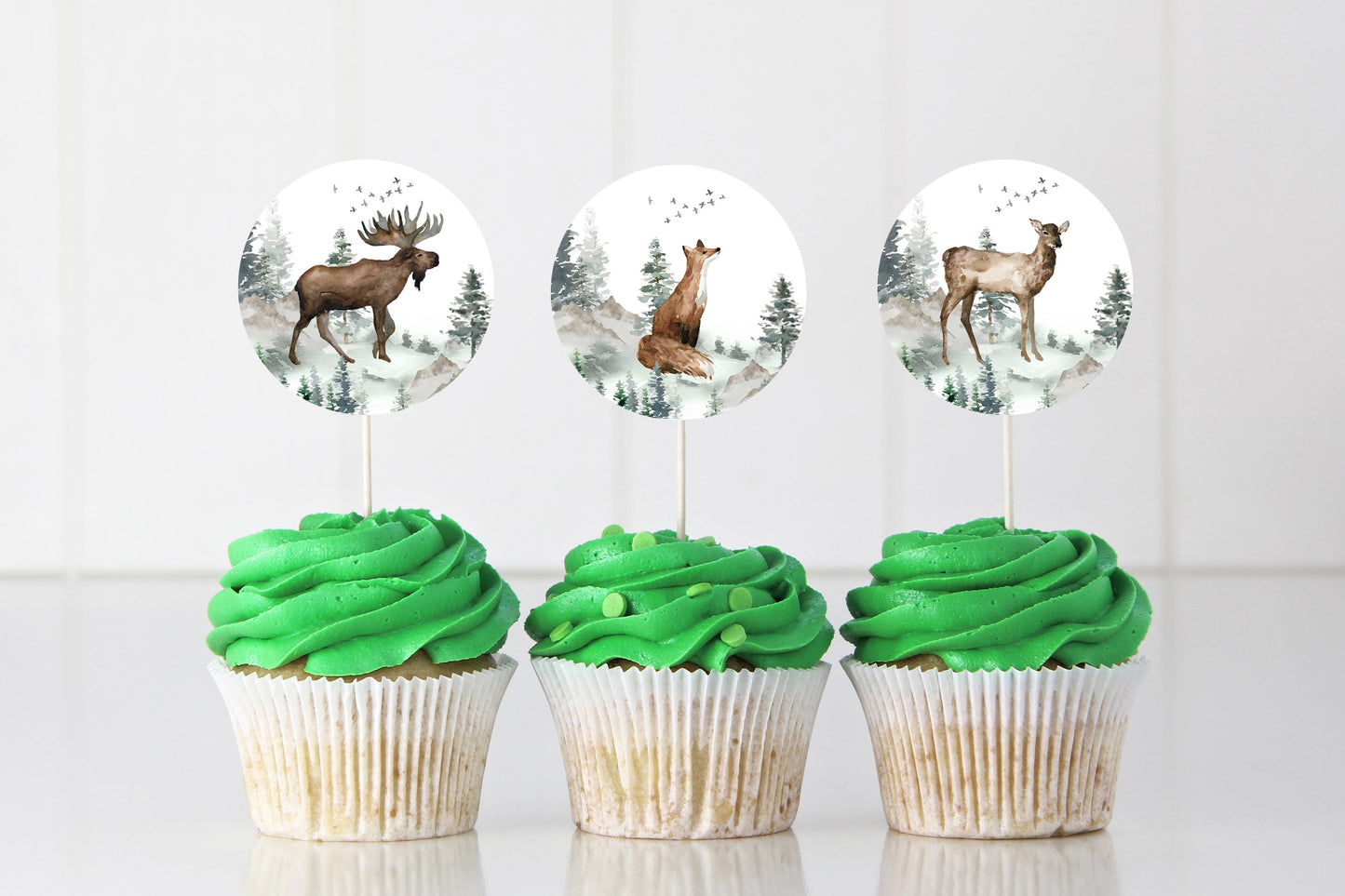 Woodland Animals Cupcake Toppers | Forest Themed Party Cupcake Picks - 47H