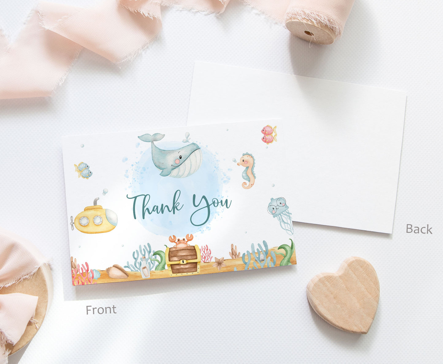 Under the Sea Thank You Card | Ocean Party Printables  - 44A