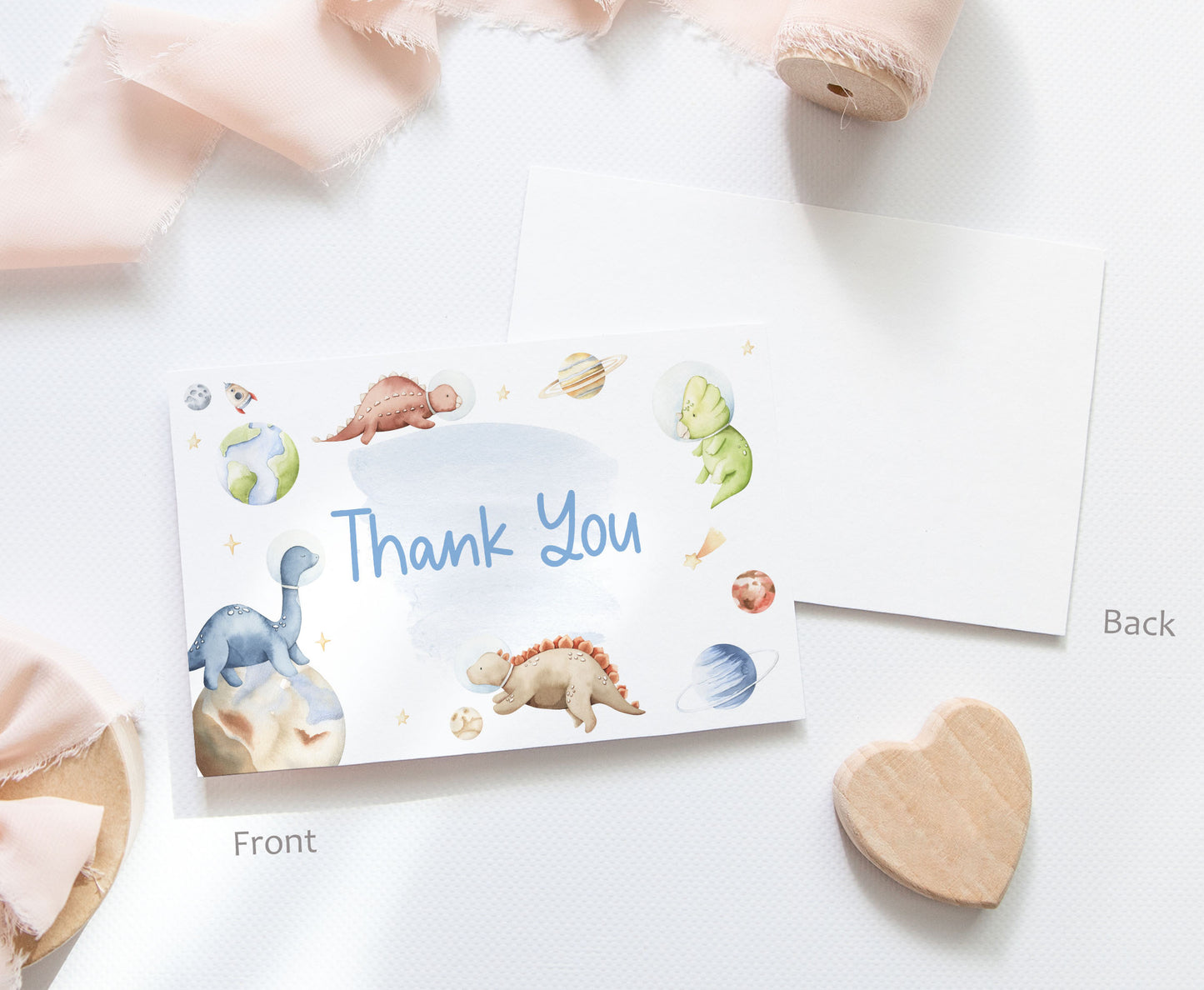 Space Dinosaur Thank You Card | Dinosaur Astronaut Party Printables - 39D