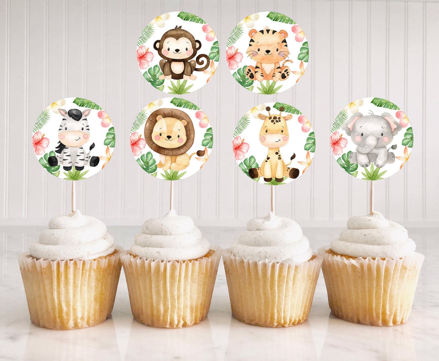 Girl Safari Cupcake Toppers | Jungle Themed Party Decorations - 35E