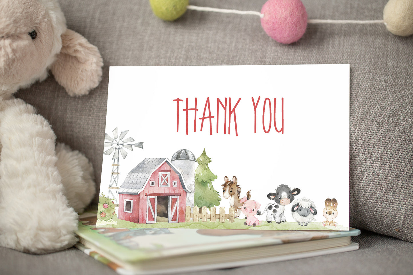 Farm Thank You Card | Barnyard Party Printables  - 11C1