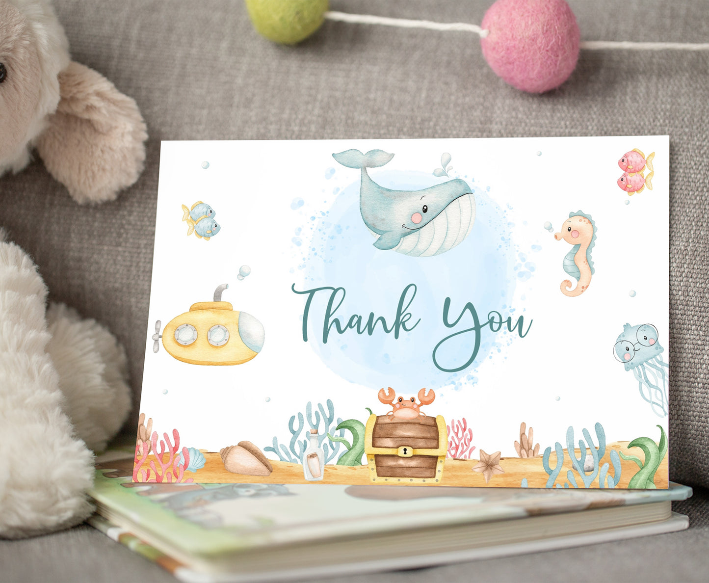 Under the Sea Thank You Card | Ocean Party Printables  - 44A