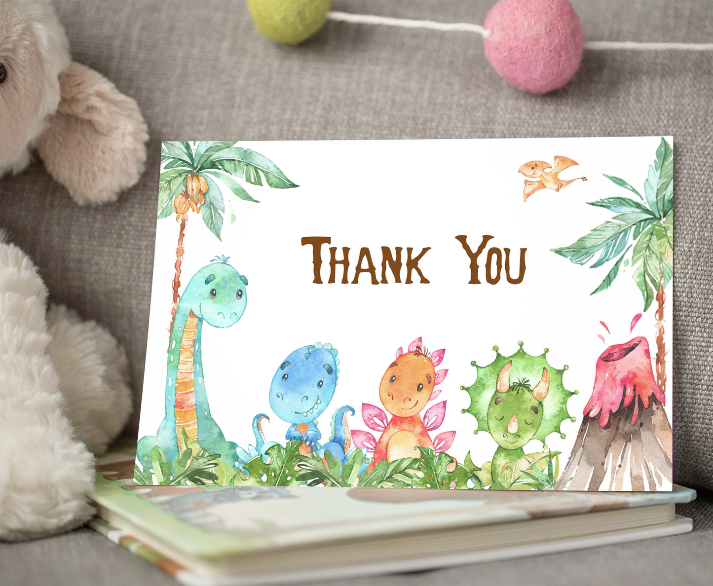 Dinosaur Thank You Card | Dinosaur Party Printable - 08A