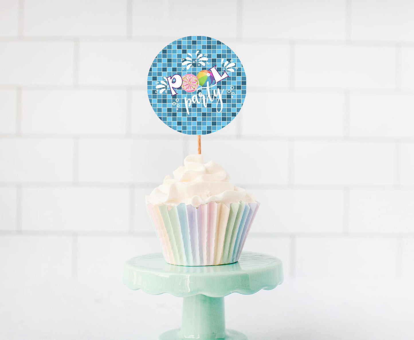 Pool Party Cupcake Toppers | Summer Birthday Party Theme Decorations - 40C