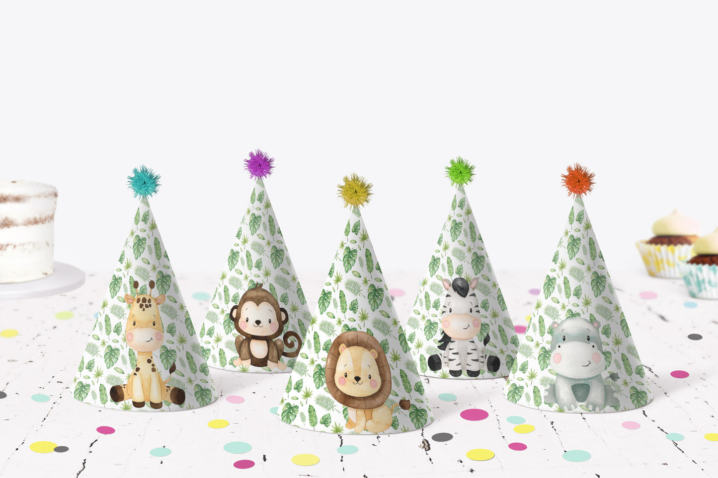 Safari Party Hats | Jungle Themed Birthday Party Decorations - 35E