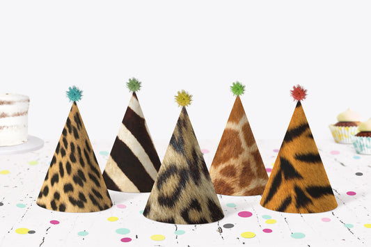 Animal print Party Hats | Safari Themed Birthday Party Decorations - 35H