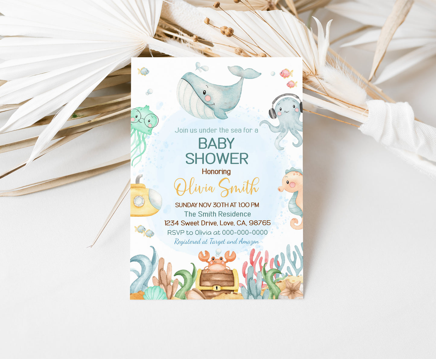 Under the Sea Baby Shower Invitation | Editable Sea Baby Shower Invite - 44A