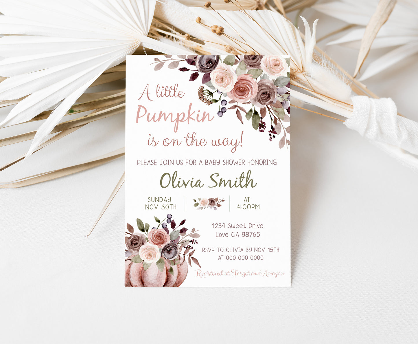 A Little Pumpkin Is On The Way Invitation | Editable Pumpkin Baby Shower Invite - 30I