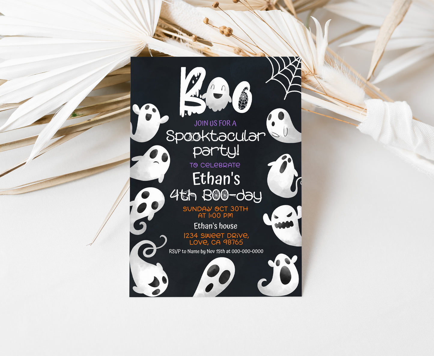 Ghost Birthday Invitation | Editable Halloween Party Invite - 115K