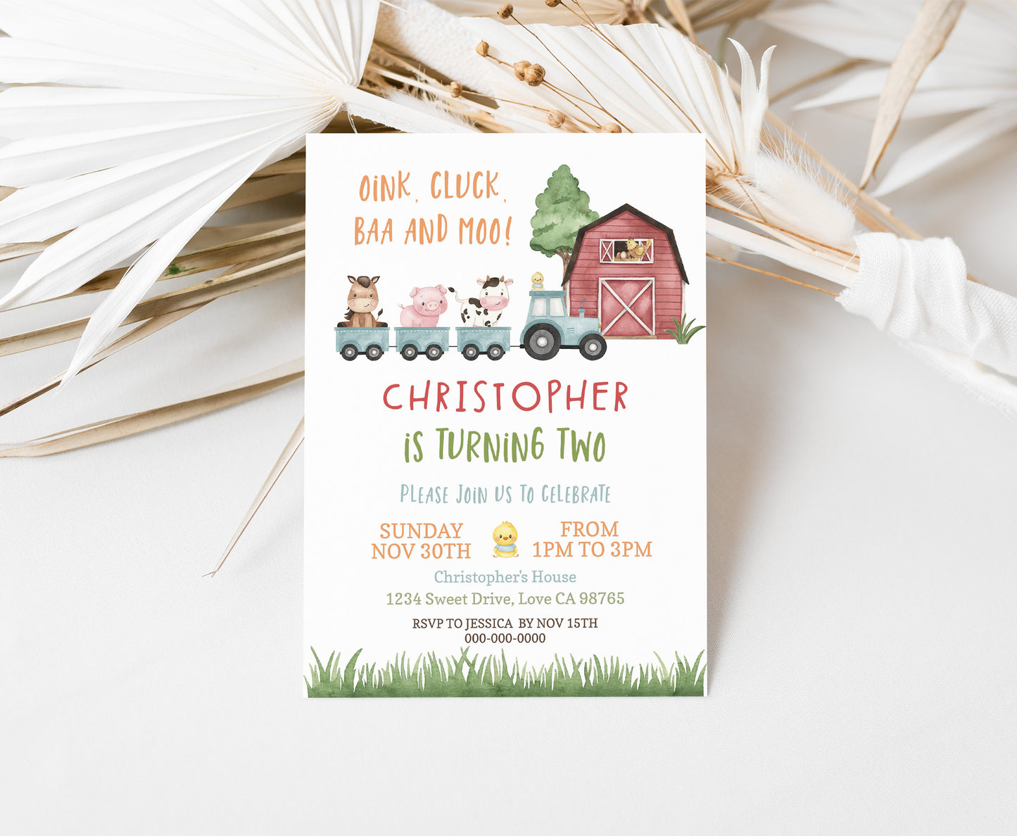 Train boy Birthday Invitation | Editable Farm Party Invite - 11A