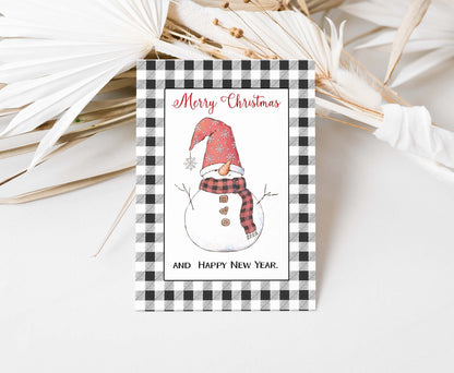 Snowman Card | Merry Christmas Printable 5x7 Folded card - Blank inside - 112