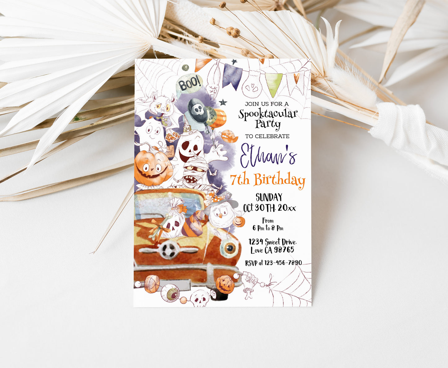 Editable Halloween Birthday Invitation | Kids Halloween Party Invite - 115A