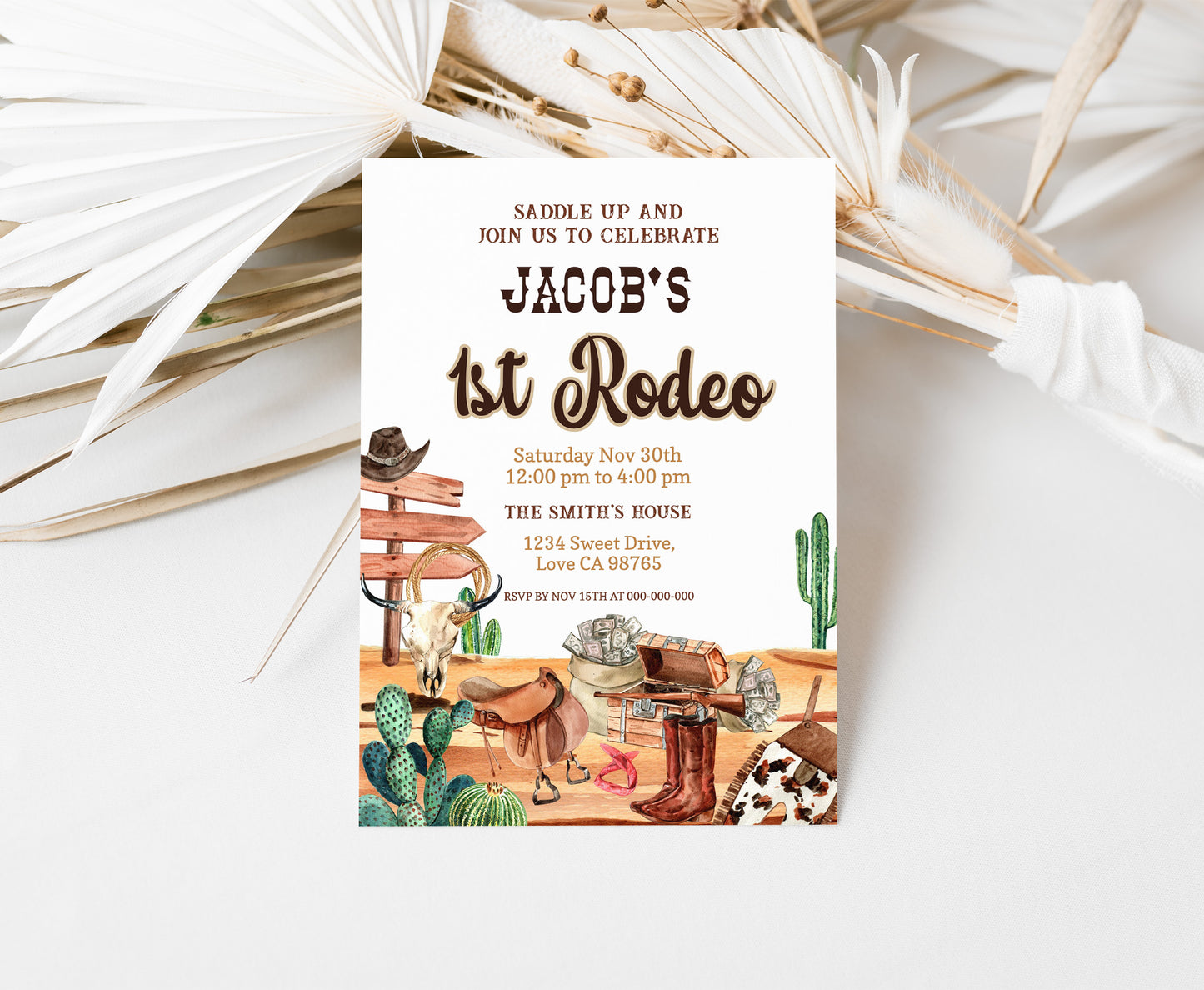 First rodeo EDITABLE Birthday Invitation | Cow boy birthday party - 34A