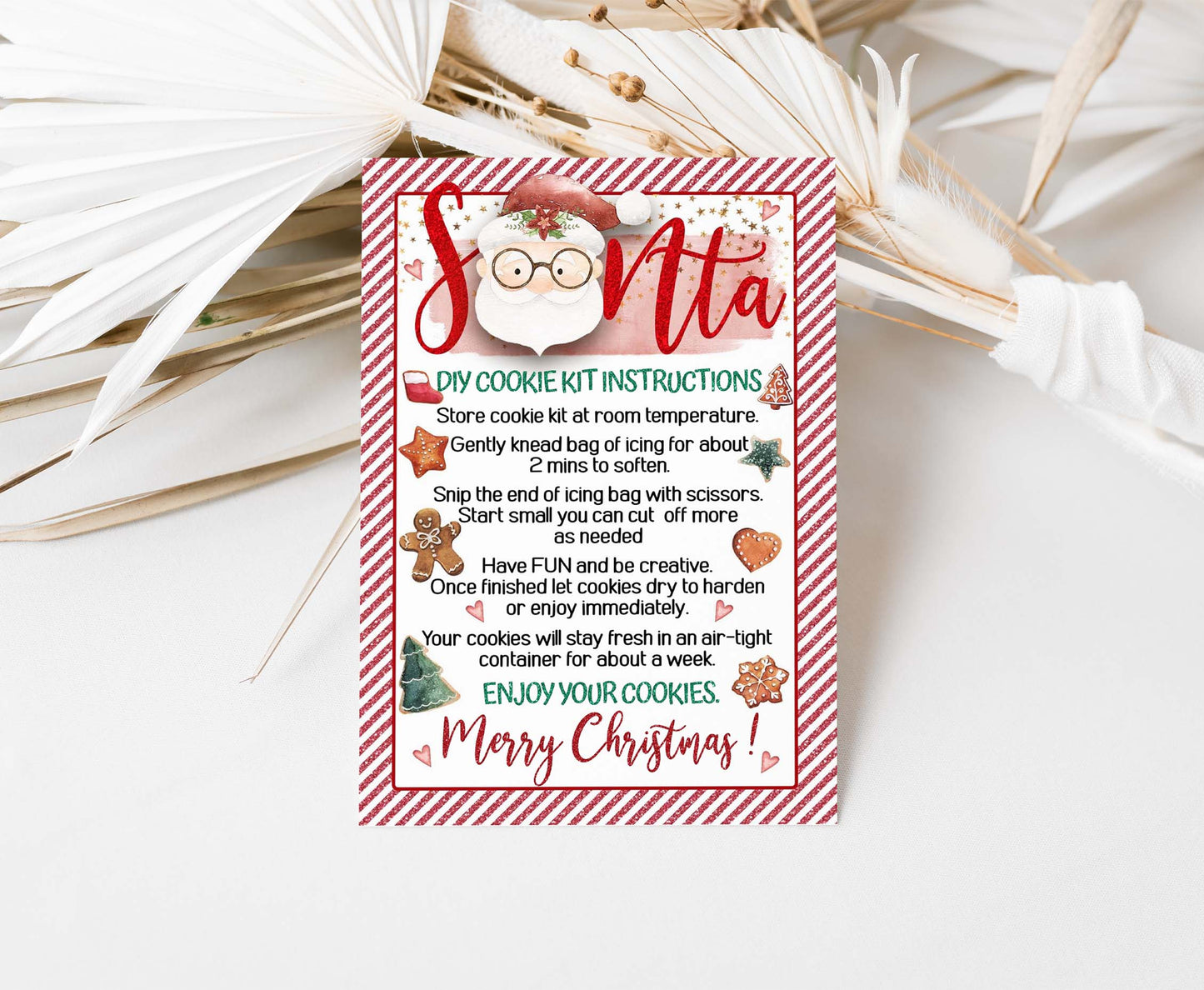 Editable Santa DIY Cookie Kit Instructions Card | Christmas Printable Cards - 112